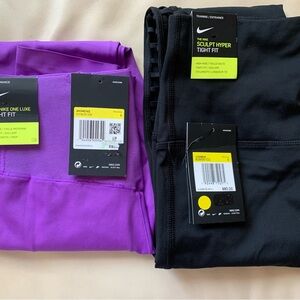 Nike Black and Purple Performance Leggings
